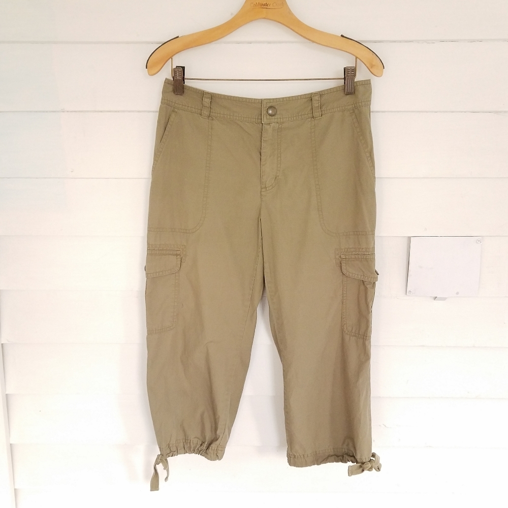 Chaps Denim Cropped Cargo Pants, Sm.